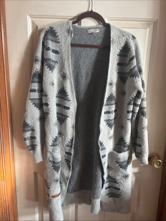 Simply Southern Sweaters - Simply Southern Gray Patterned Open-Front Women's Cardigan
